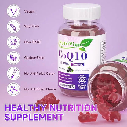 CoQ10 Gummies, Coenzyme Q10 Supplement 200 CoQ10 Supplement 60 Count