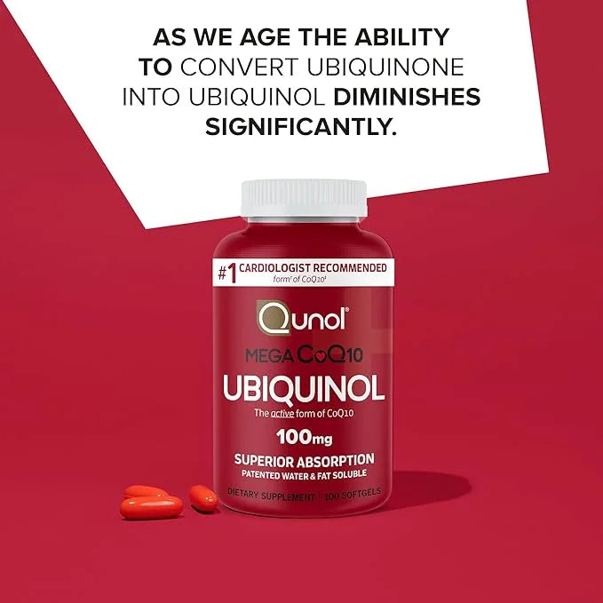 Qunol Mega Ubiquinol 100mg CoQ10, Superior Q10, Antioxidant 100 Count