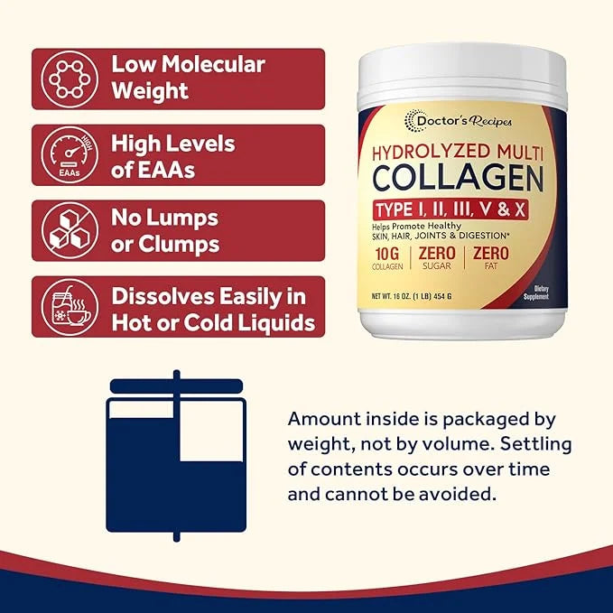 Doctor's Recipes Multi Collagen Protein Powder, 10g, Collagen 16oz