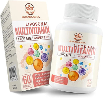 Liposomal Multivitamin for Women 50+ 33 Ingredients, CoQ10, Vitamins 33-in-1 Multivitamin (60 Capsules)