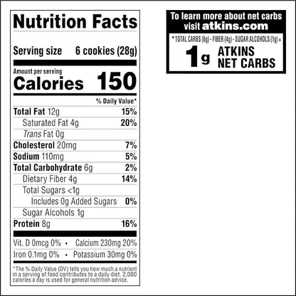 Atkins Bite-Sized Crunchy Protein Cookies, Snickerdoodle, 8g Protein, 4g Fiber, 1g Net Carb, 1g Sugar, Keto Friendly, 3 Ba...