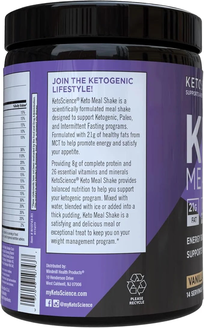 Keto Science Ketogenic Meal Shake Vanilla Dietary Supplement, Rich in MCTs and Protein, Packed with Collagen, Vitamins and...