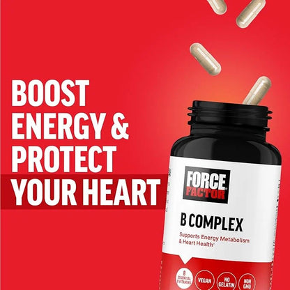 FORCE FACTOR Vitamin B Complex to B1, Vitamin B2, Vitamin B3, Vitamin B6, Vitamin B12, and 60 Vegetable