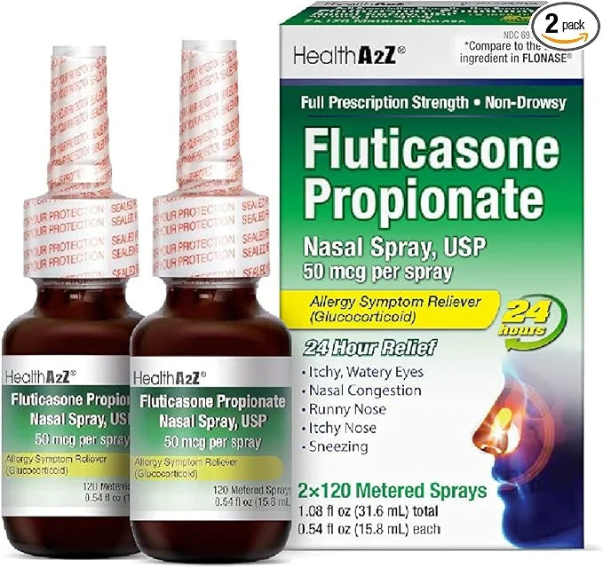 HealthA2Z® Fluticasone Propionate Nasal Sprays 24 Hour (2 Packs)