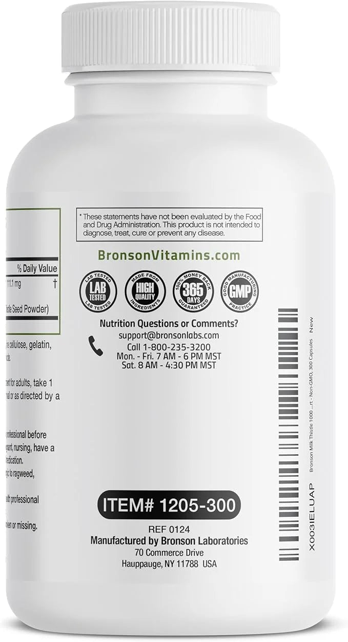 Bronson Milk Thistle 1000 MG Silybum 300 Capsules