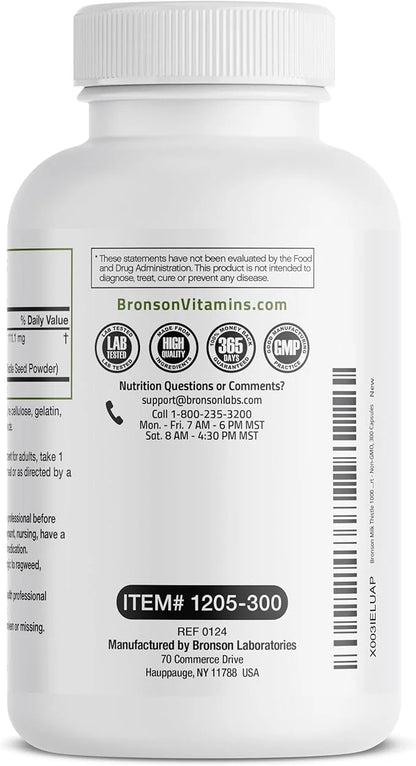 Bronson Milk Thistle 1000 MG Silybum 300 Capsules