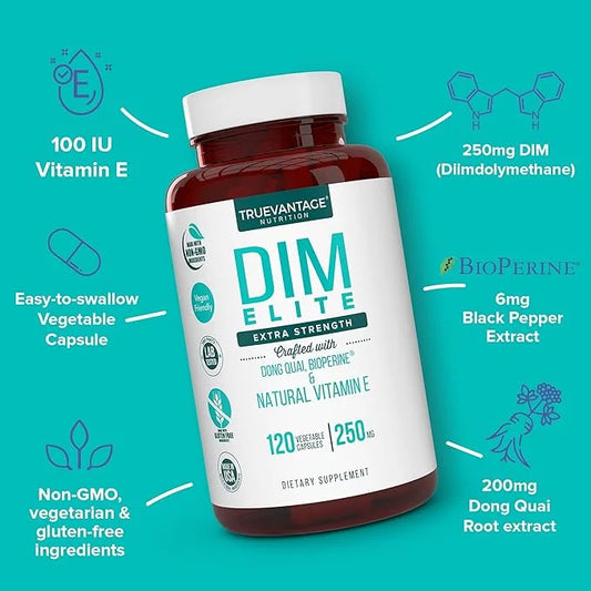 DIM Supplement 250mg (Diindolylmethane)-Plus Dong Quai, Natural Vitamin E & BioPerine - Supports Menopause Relief, PCOS Tr...