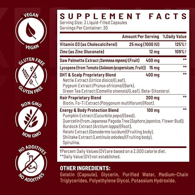 DHT Blocker for Men | Hair Growth Supplement with Saw Palmetto & Biotin - Hair Growth Vitamins - Hair Regrowth - Natural H...