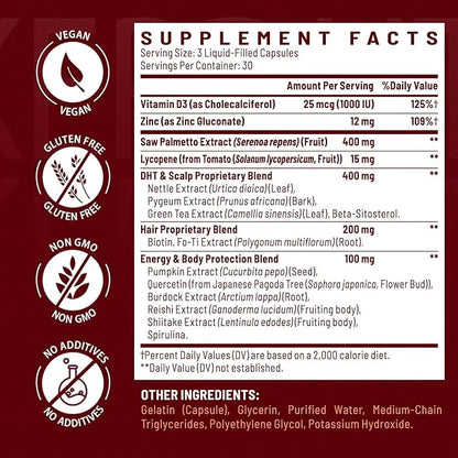 DHT Blocker for Men | Hair Growth Supplement with Saw Palmetto & Biotin - Hair Growth Vitamins - Hair Regrowth - Natural H...