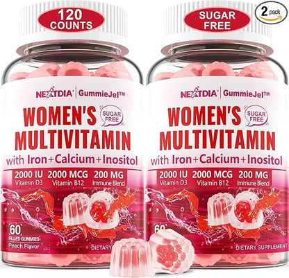 Sugar-Free Methylated Multivitamin for Women Gummies, B12, D3 D3 K2, K2, Iron, 120Cts
