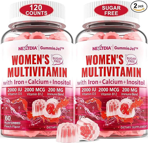 Sugar-Free Methylated Multivitamin for Women Gummies, B12, D3 D3 K2, K2, Iron, 120Cts