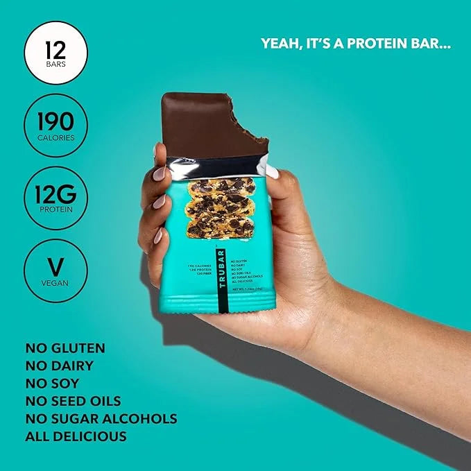 TRUBAR Vegan Protein Bar, Oh Oh Cookie Dough, Gluten Free, Plant Based, High Fiber, Dairy Free, Low Fat, Non GMO, No Sugar...