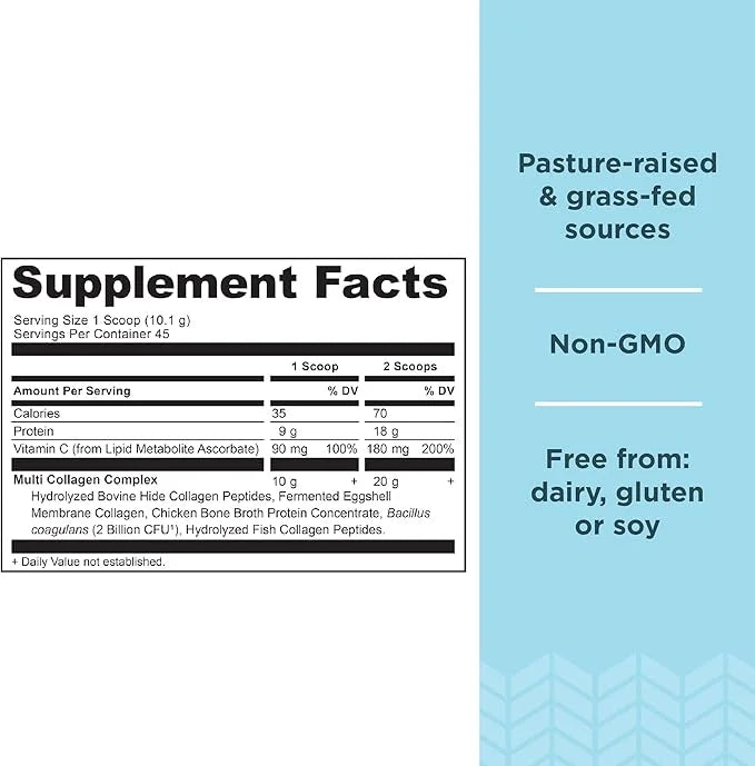 Ancient Nutrition Collagen Powder Protein with Probiotics, Unflavored Multi Collagen Protein with Vitamin C, 45 Servings, ...