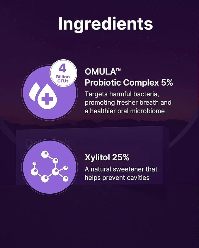 K-Nutra Dentifresh Xylitol Tabs Purple | 24g (30 Tablets) | Sugar-Free Oral Probiotics | 4 Billion CFU | Supports Teeth, G...