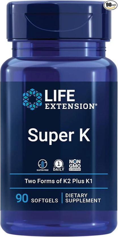 Life Extension Super Vitamin E 268mg K1 K2 K2 MK-7 MK-7 MK-4 MK-4 Vitamin 90 Softgels