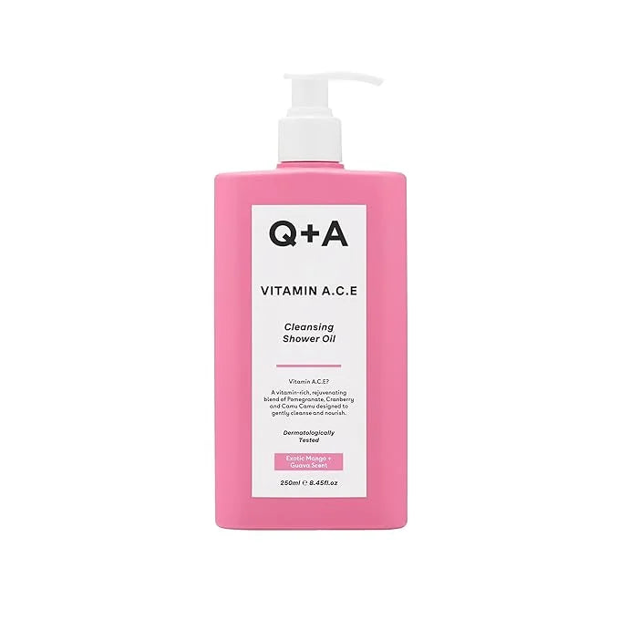 Q+A Vitamin A.C.E Cleansing Shower Oil, blend of vitamin-rich Fruit Extracts and Oils, plus a Superfood Complex supporting...
