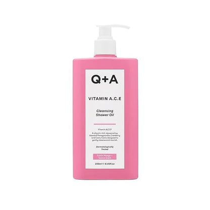 Q+A Vitamin A.C.E Cleansing Shower Oil, blend of vitamin-rich Fruit Extracts and Oils, plus a Superfood Complex supporting...