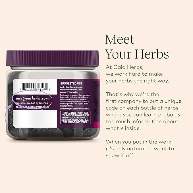 Gaia Herbs Black Elderberry (Sambucus Nigra) 40 Gummies