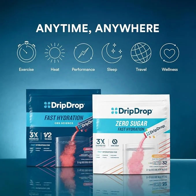 DripDrop Hydration - Berry - Electrolyte Drink Mix Single Serve Powder Packets | Non-GMO, Gluten Free, Vegan | 32 Sticks -...