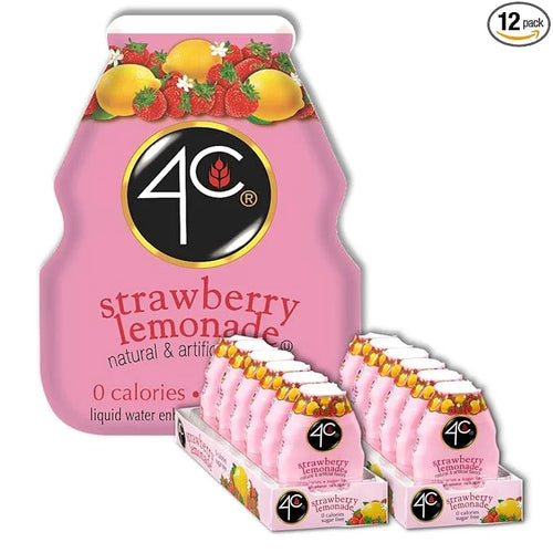 4C Sugar Free A Liquid Water Enhancer 12 Pack, Premium Natural Flavors, 0 Calories (Strawberry Lemonade, 1.62 Ounce (Pack ...