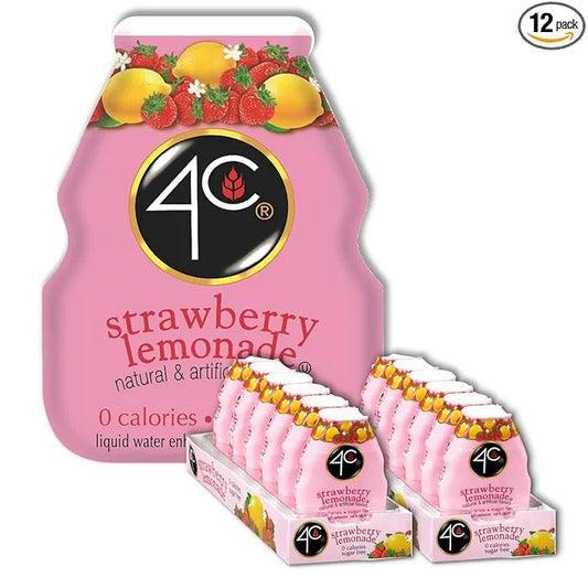4C Sugar Free A Liquid Water Enhancer 12 Pack, Premium Natural Flavors, 0 Calories (Strawberry Lemonade, 1.62 Ounce (Pack ...