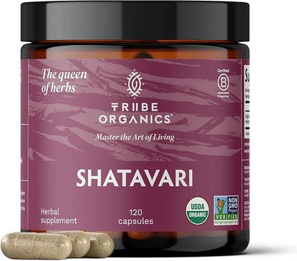 TRIBE ORGANICS Organic Shatavari Herbal Supplement - Hormonal Balance | Women’s Reproductive Health | Lactation | Immune &...