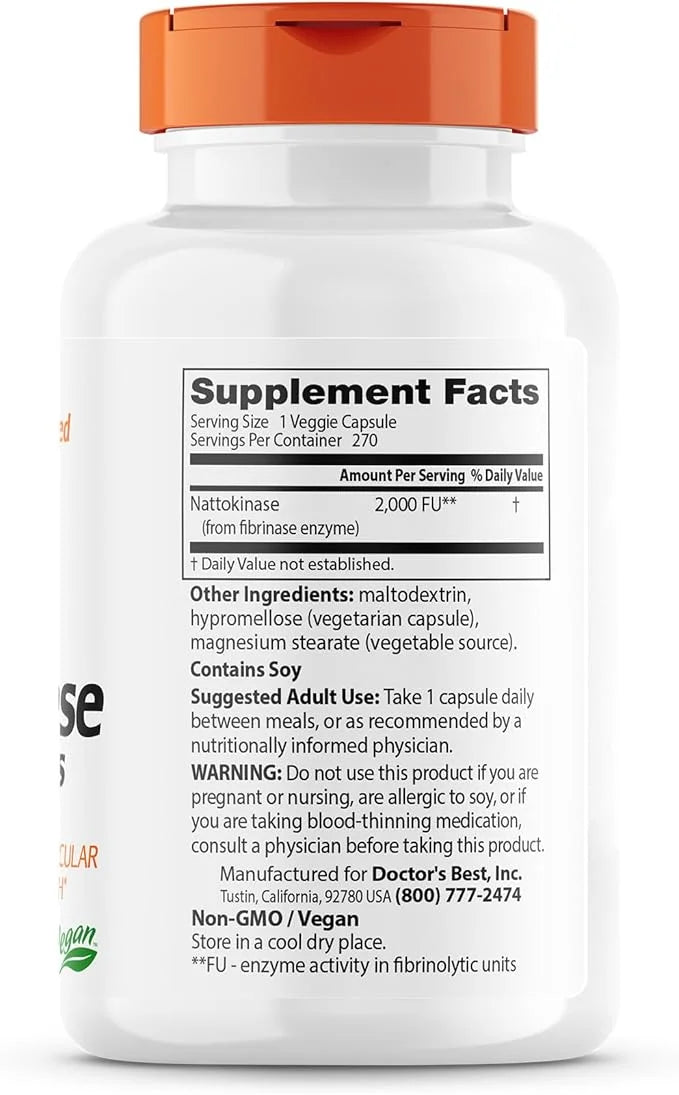 Doctor's Best Nattokinase, Non-GMO, Vegan, Gluten 270 Veggie