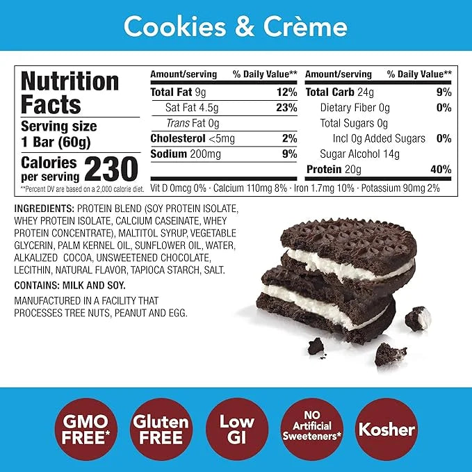 think! Protein Bars, High Protein Snacks, Gluten Free, Sugar Free Energy Bar with Whey Protein Isolate, Cookies and Crème,...