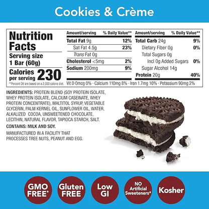 think! Protein Bars, High Protein Snacks, Gluten Free, Sugar Free Energy Bar with Whey Protein Isolate, Cookies and Crème,...