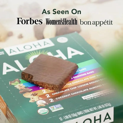 ALOHA Organic Plant Based Protein Bars - 6 Flavor Variety Pack - 12 Count, 1.9oz Bars - Vegan Snacks, Low Sugar, Gluten-Fr...