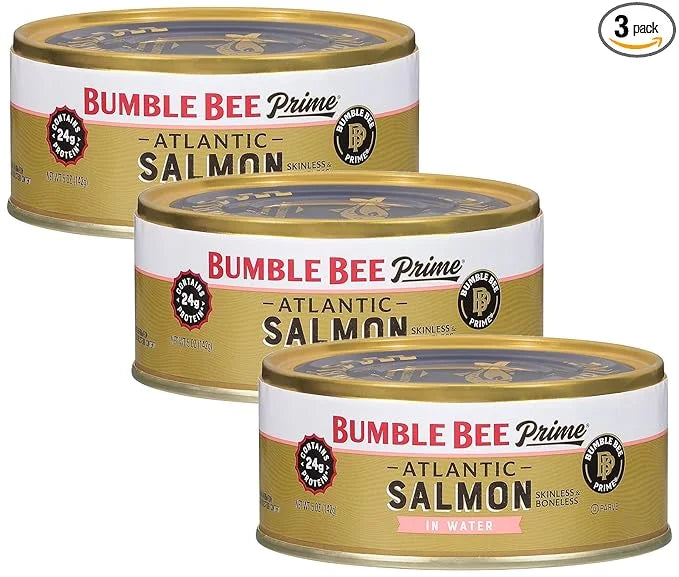 Bumble Bee Prime Atlantic Salmon, 5 oz Can - Premium Salmon - 24g Protein per Serving - Gluten Free & Kosher (Pack of 3) -...