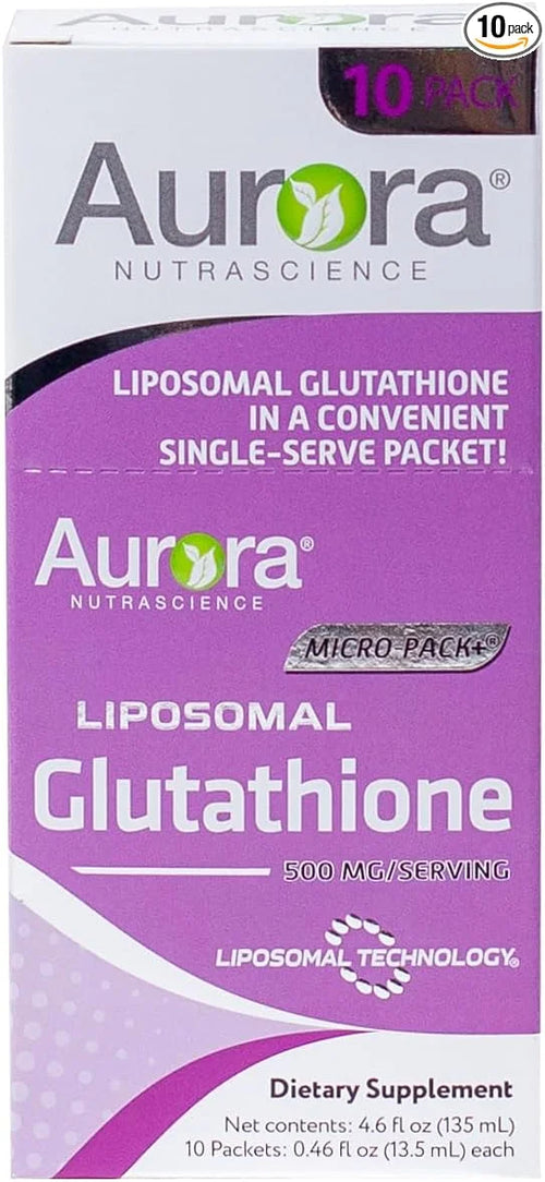 Aurora Nutrascience Micro-Liposomal Liquid Glutathione, Immune System Support, Antioxidant, 500 mg per Serving, 10 Single-...