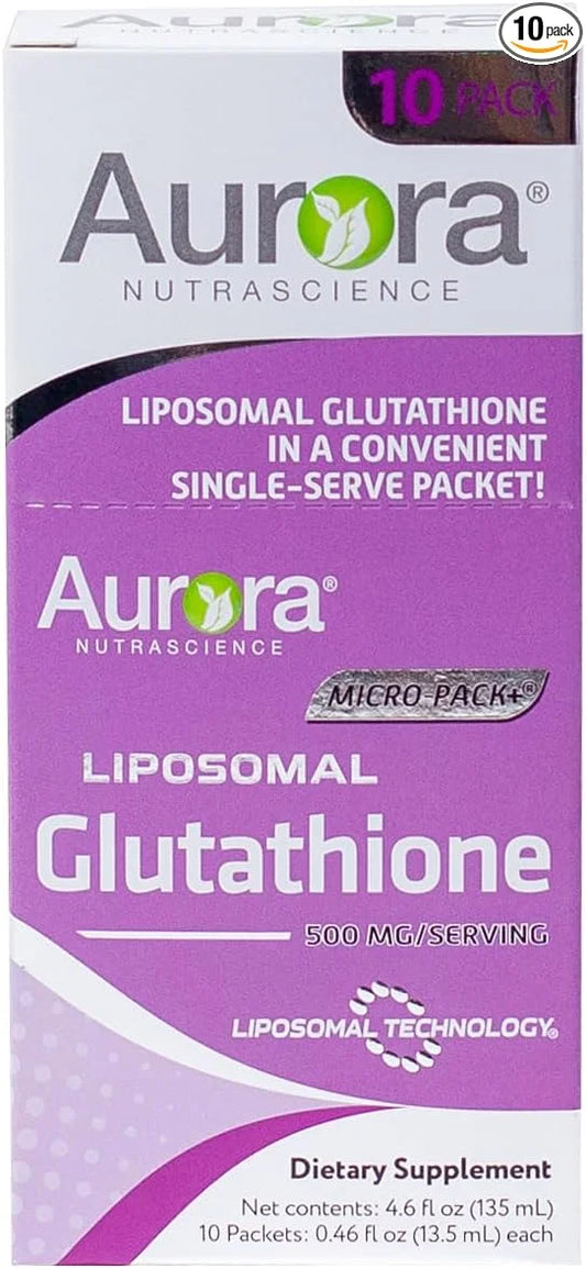 Aurora Nutrascience Micro-Liposomal Liquid Glutathione, Immune System Support, Antioxidant, 500 mg per Serving, 10 Single-...