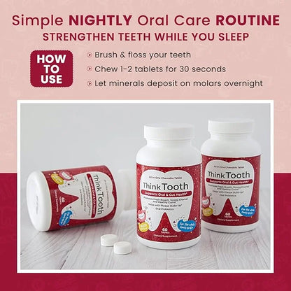 Think Tooth Chewable Tablets Supports Oral & Gut Health - Dental Probiotic Supplement for Fresh Breath & Healthy Gums - Ad...