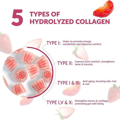 Sugar-Free Collagen Gummies for Women, Hydrolyzed B12, C,