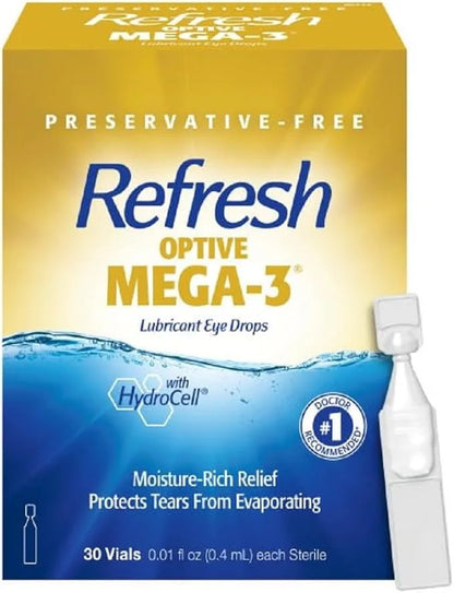 Refresh Optive MEGA-3 Lubricant Eye Drops 0.01 fl (0.4 mL), 30 Single-Use