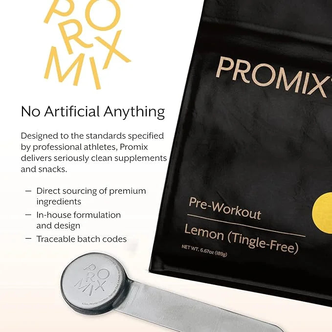 Promix Pre-Workout Powder, Tingle-Free Lemon B12, Caffeine,