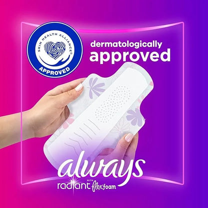 Always Radiant Feminine Pads for Women, 1 Regular, 42 CT