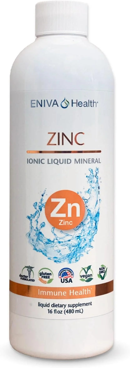 Eniva Health Liquid Ionic Zinc Supplement (16oz) Immune Health, Vision, Skin. Doctor Formulated. NO Calories. NO Sugar. Pe...