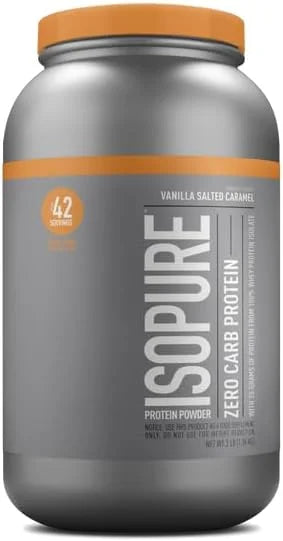 Isopure Zero Carb 100% Pure Whey Isolate Protein Powder, Lactose Free, Gluten Free, With Vitamins, Vanilla Salted Caramel,...