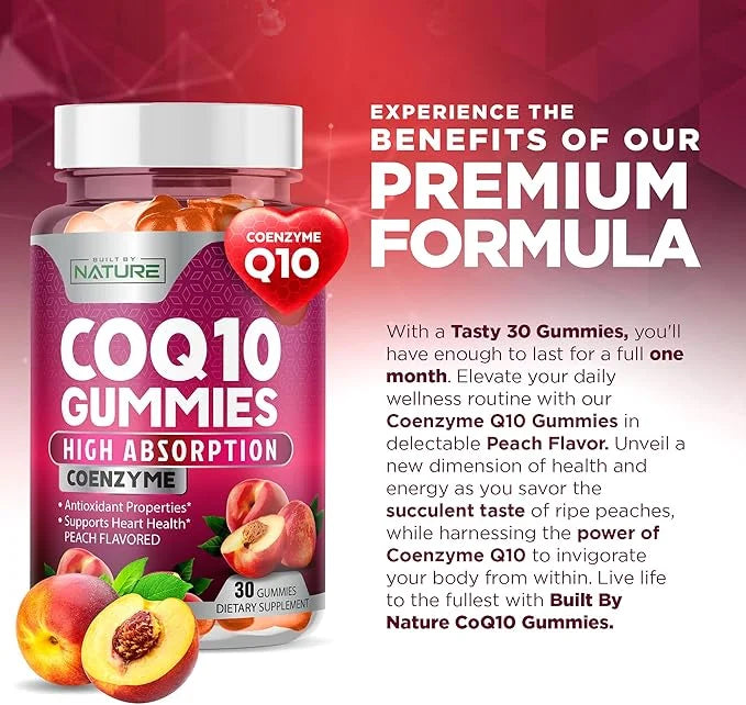 CoQ10 100mg Gummies, High Absorption Coenzyme Q10 Gummy, 30 Pectin