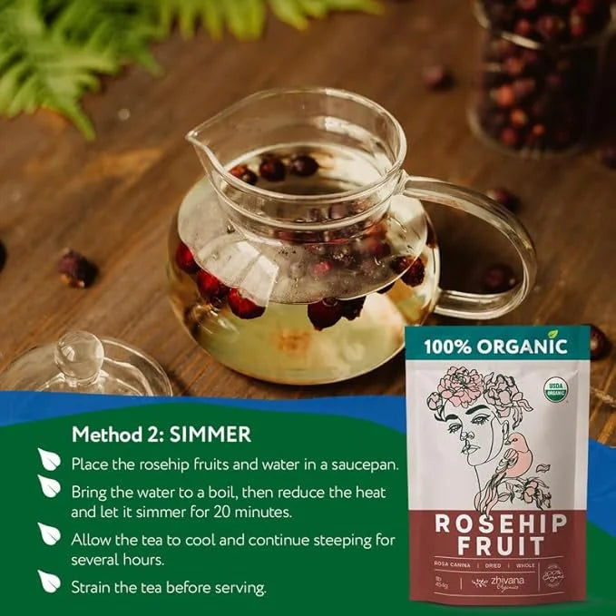 Rose Hips Dried Organic (8 oz.) – Bulk Rosehips Whole for Culinary Use & Beer Brewing - Rosehip Tea for Immune System, Dig...