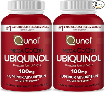 Qunol Ubiquinol CoQ10 100mg Softgels, Mega 100mg - Q10 for 4 Month 60 Count 2)