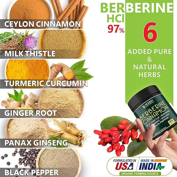 Berberine and Ceylon Cinnamon for Weight 7in1 with 120 Vegan