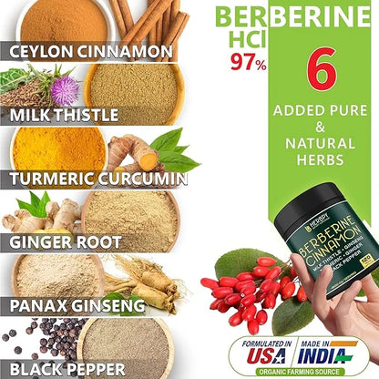 Berberine and Ceylon Cinnamon for Weight 7in1 with 120 Vegan