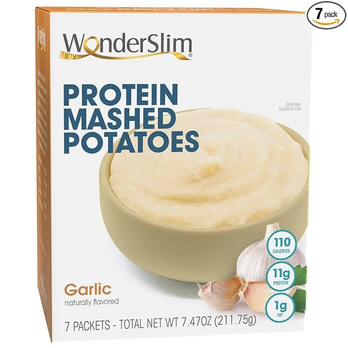 WonderSlim Instant Mashed Potatoes, Garlic, 11g Protein, Low Fat, Gluten Free (7ct) - Product Image