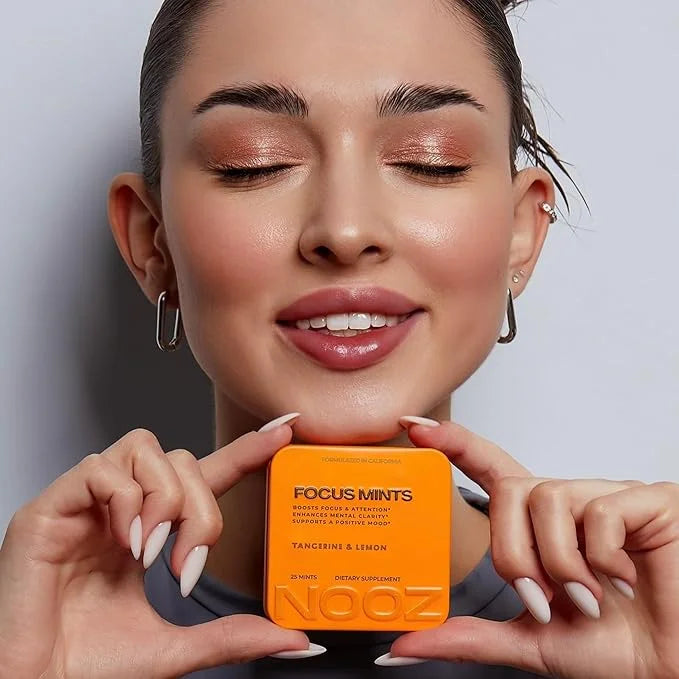 NOOZ Focus Mints - Caffeine-Free Brain Booster for Mental Clarity - Tangerine & Lemon Flavor | Sugar-Free, Travel-Friendly...