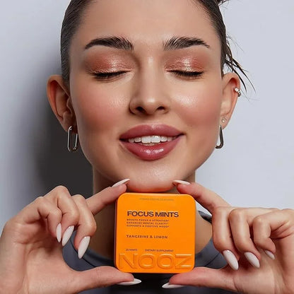 NOOZ Focus Mints - Caffeine-Free Brain Booster for Mental Clarity - Tangerine & Lemon Flavor | Sugar-Free, Travel-Friendly...