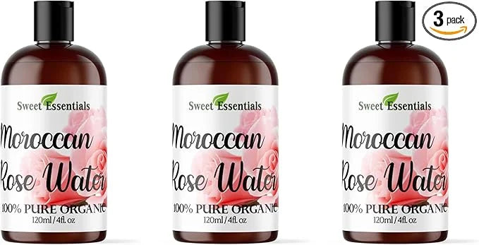 PACK of 3 Premium Organic Moroccan Rose Water - 4oz - Imported From Morocco - 100% Pure (Food Grade) No Oils or Alcohol - ...