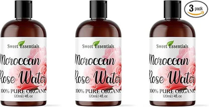 PACK of 3 Premium Organic Moroccan Rose Water - 4oz - Imported From Morocco - 100% Pure (Food Grade) No Oils or Alcohol - ...